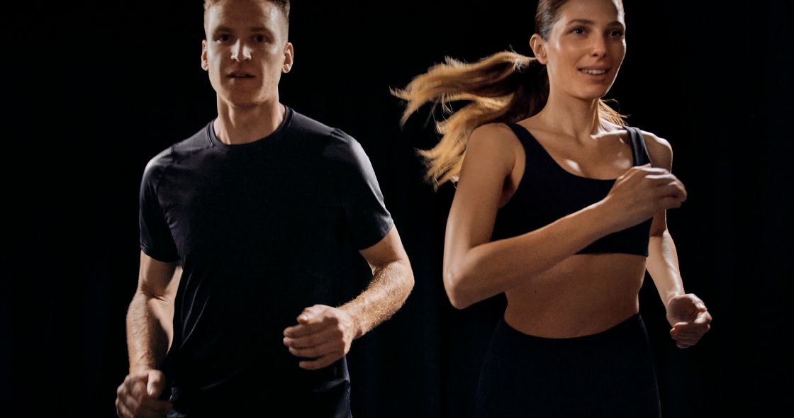 A Man And A Woman Running