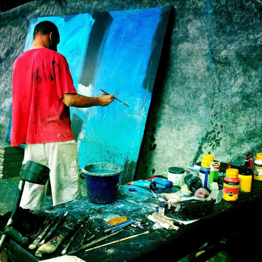 With artist-in-residence, Gregory Burns