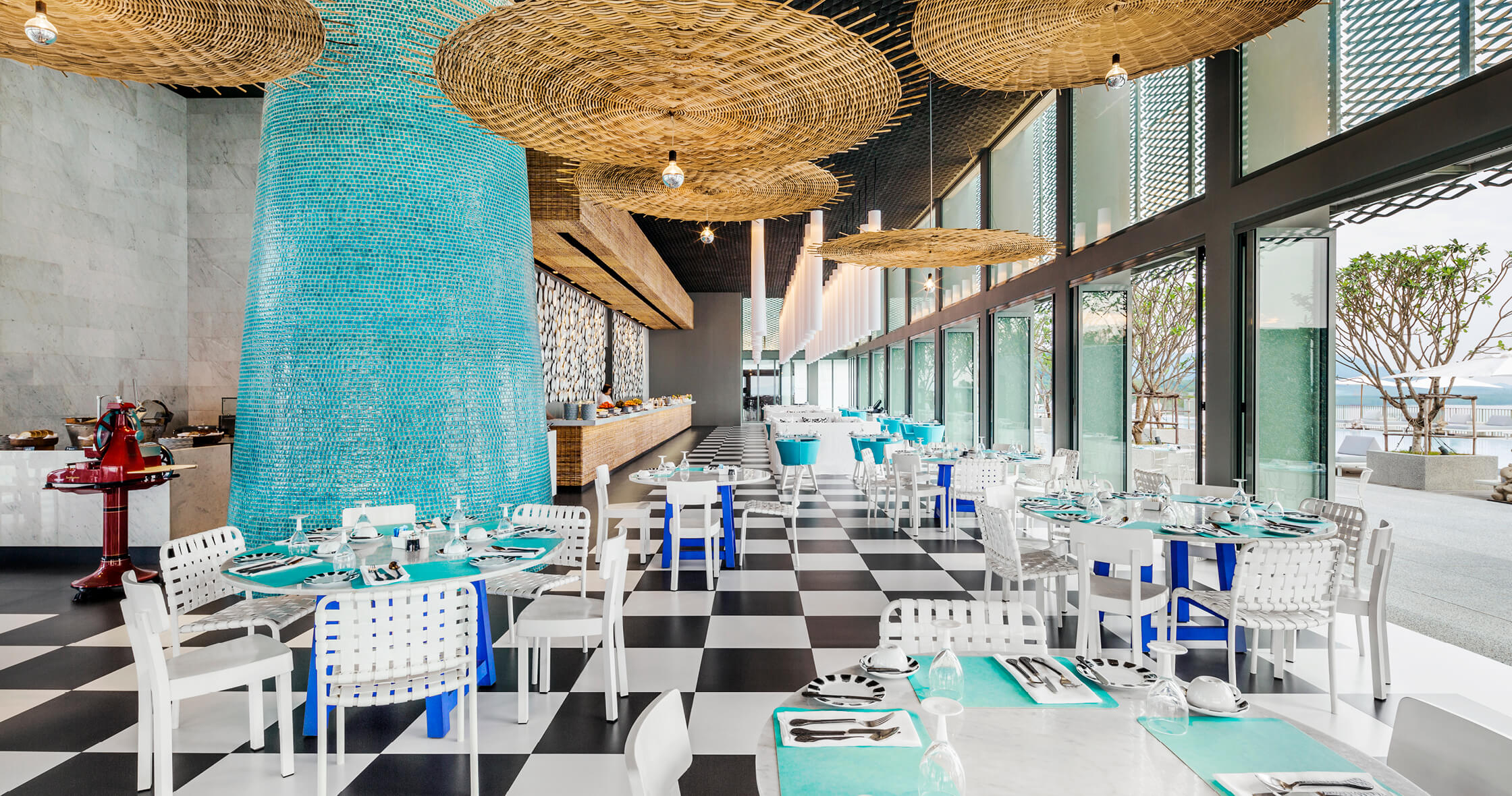 A Room With Tables And Chairs