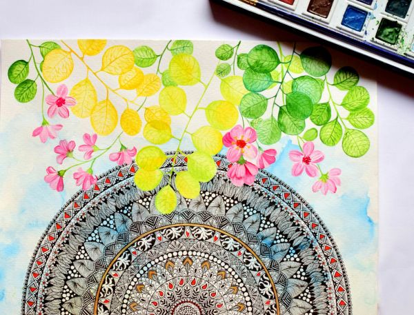 A Colorful Flower Pattern Pillow