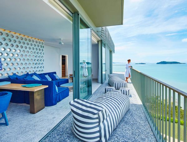 Spacious outdoor deck overlooking the Andaman Sea