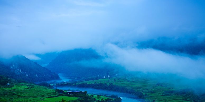 A River Running Through A Valley